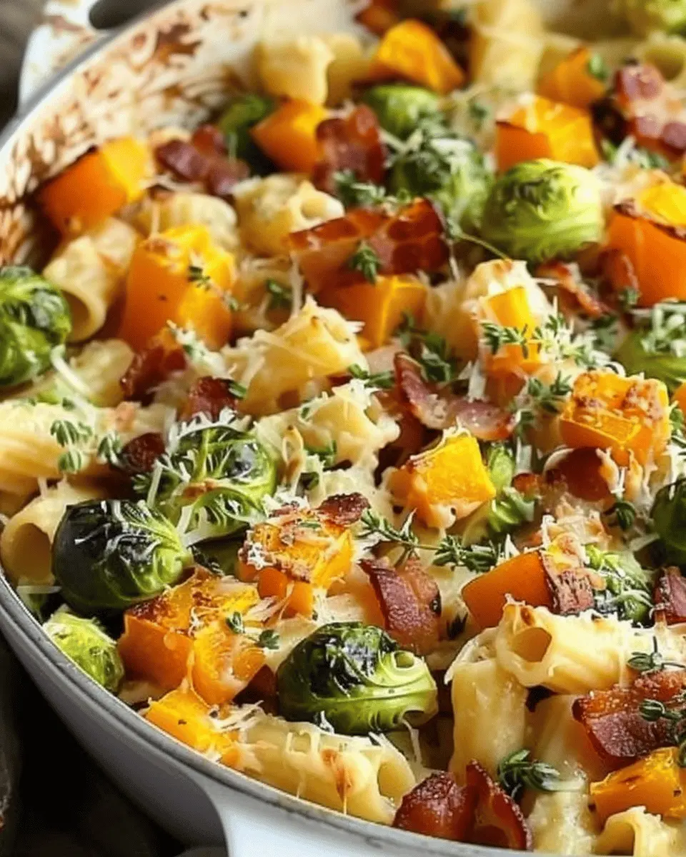 Bacon Brussels Sprouts Butternut Squash Pasta: Easy Comfort Food Recipe