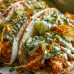 Dill Pickle Ranch Smash Chicken Tacos with Crispy Cheese Lace Dill Pickle Ranch Smash Chicken Tacos