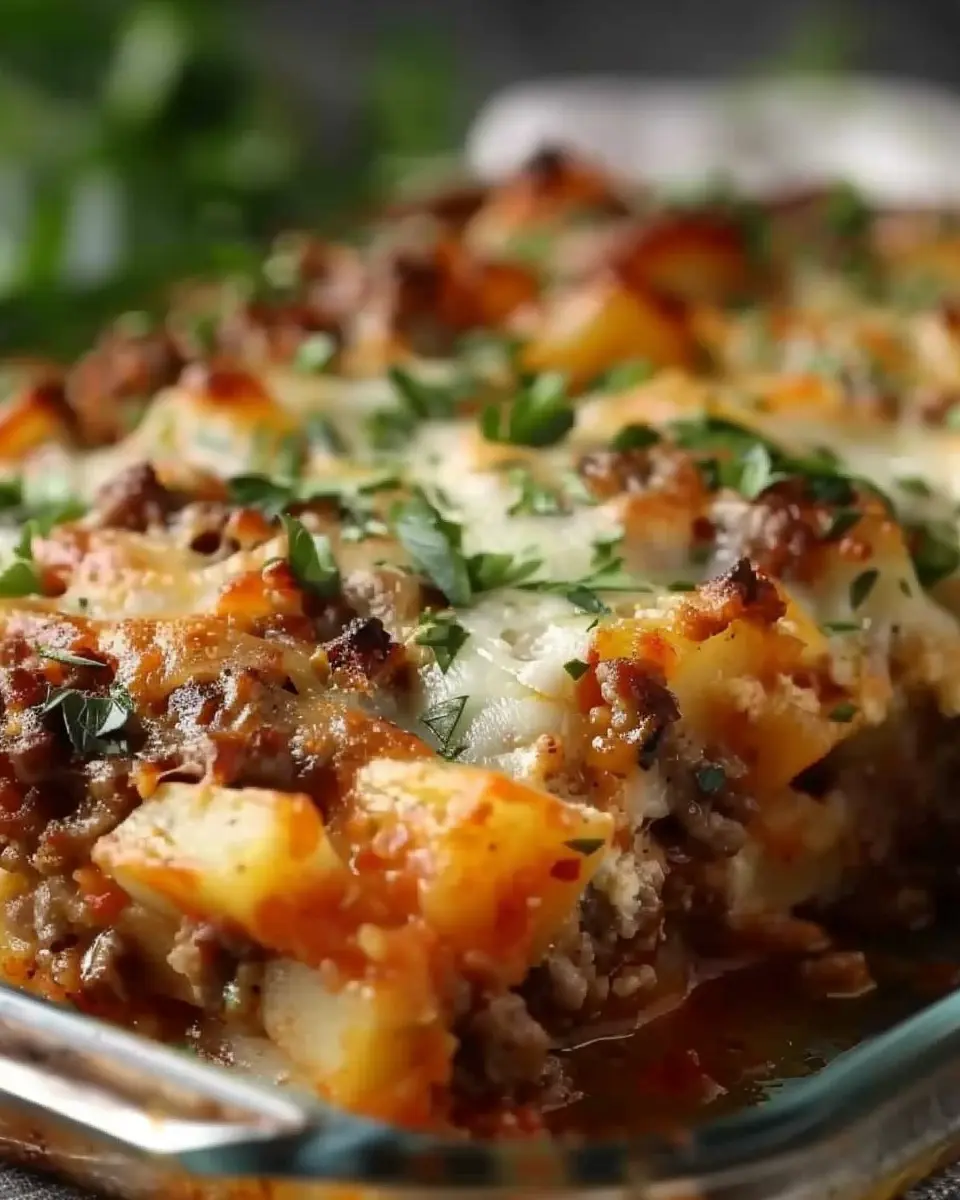 Tasty Loaded Potato Meatloaf Casserole with Turkey Bacon Delight