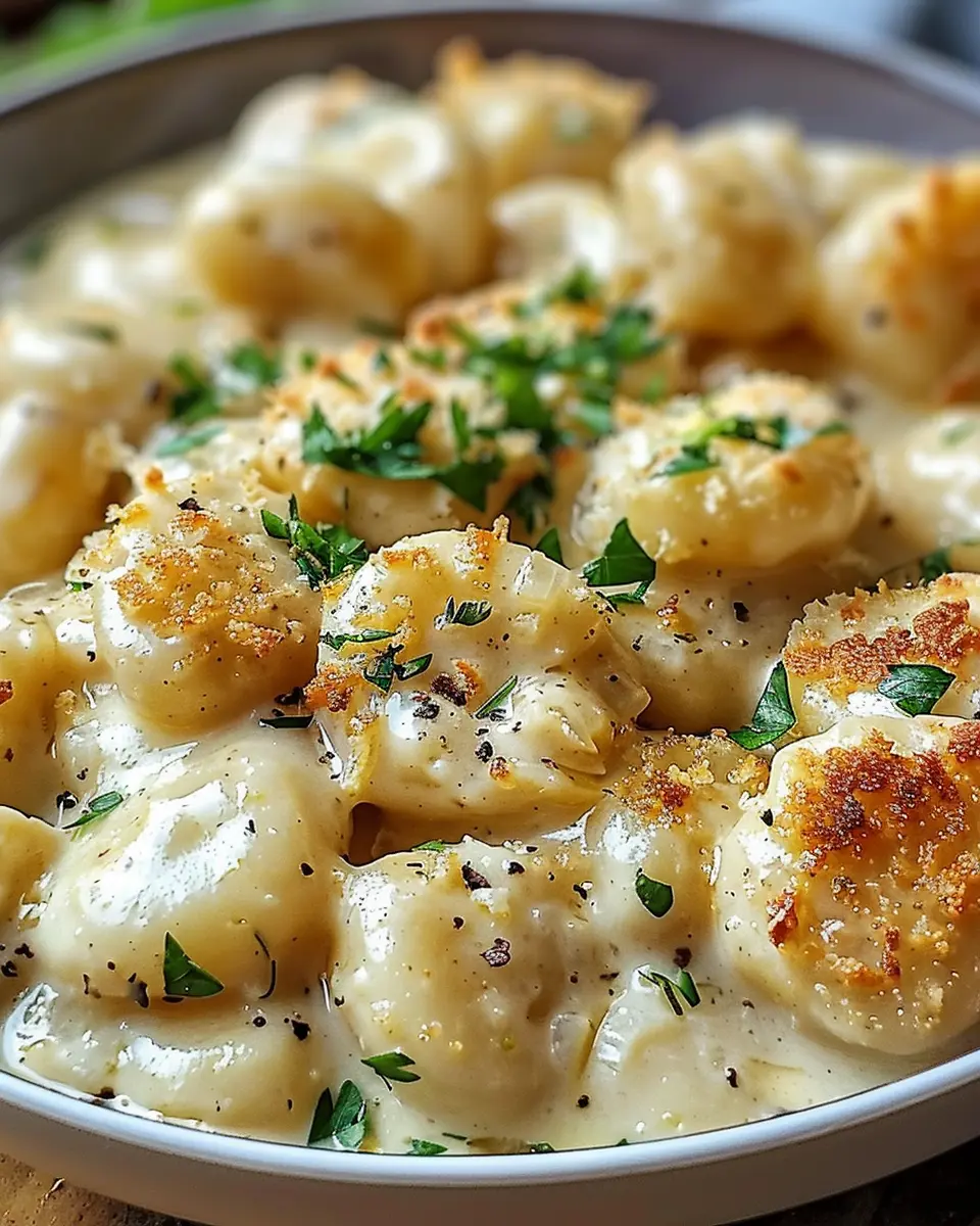 Creamy Crack Chicken Gnocchi with Turkey Bacon and Chicken Ham