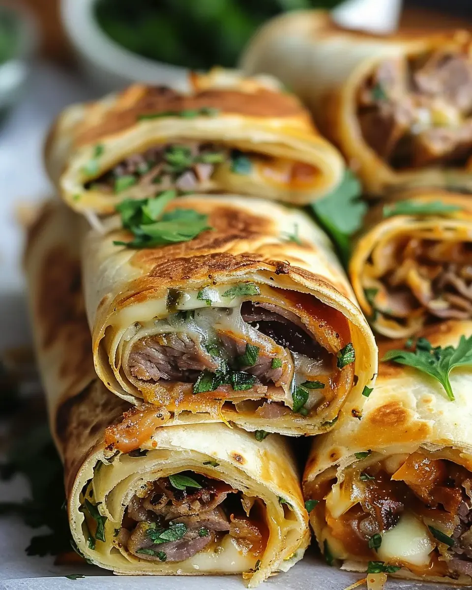 French Dip Tortilla Roll Ups: Easy Recipe with Turkey Bacon and Beef
