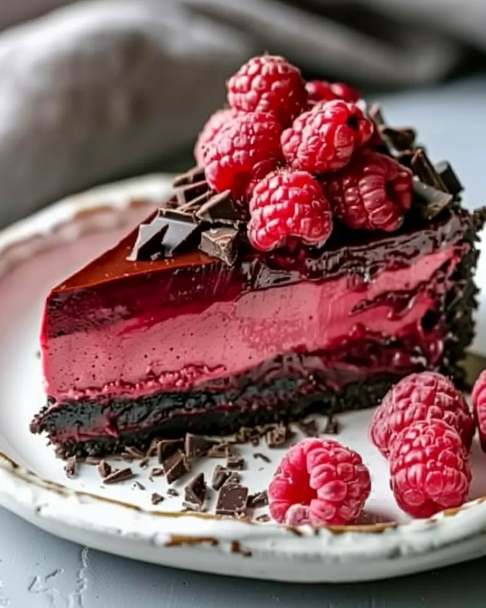 Indulge in Decadent Dark Chocolate Raspberry Cheesecake Bliss