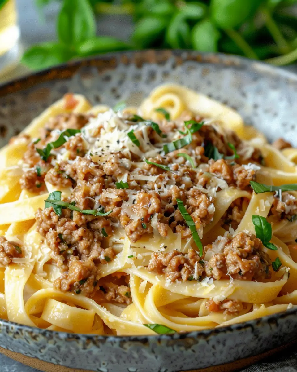 White Bolognese Sauce: A Creamy Twist with Turkey Bacon and Chicken Ham