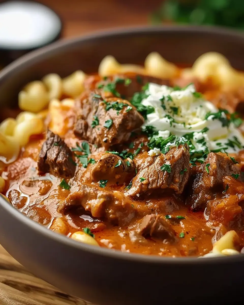 Creamy German Goulash: Indulgent Comfort Food with Turkey Bacon