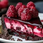 Indulge in Decadent Dark Chocolate Raspberry Cheesecake