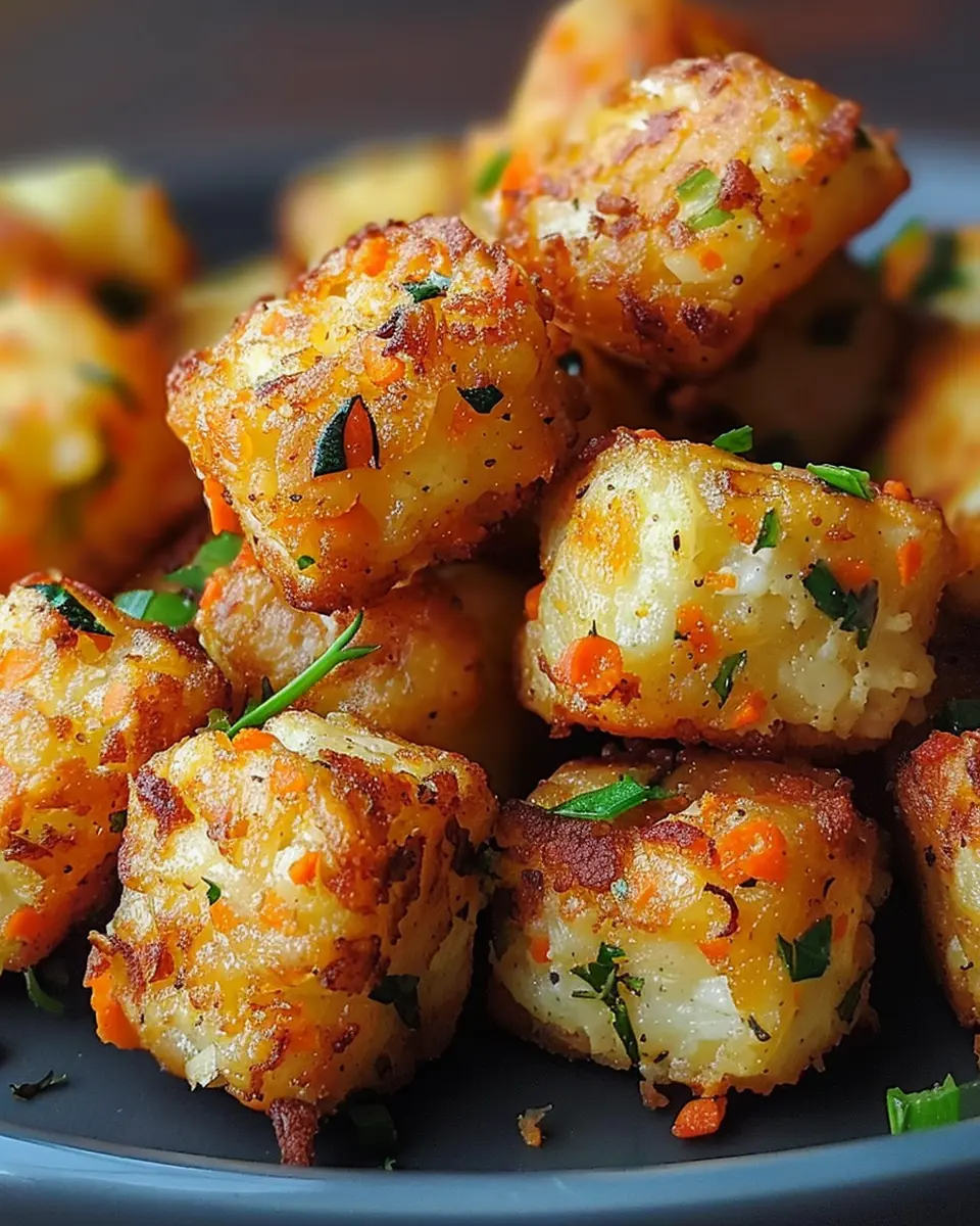 Easy Kid-Friendly Baked Veggie Tater Tots with Turkey Bacon and Chicken Ham