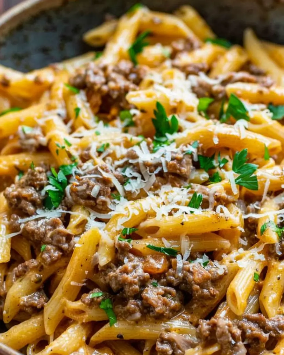 Creamy High Protein Beef Pasta