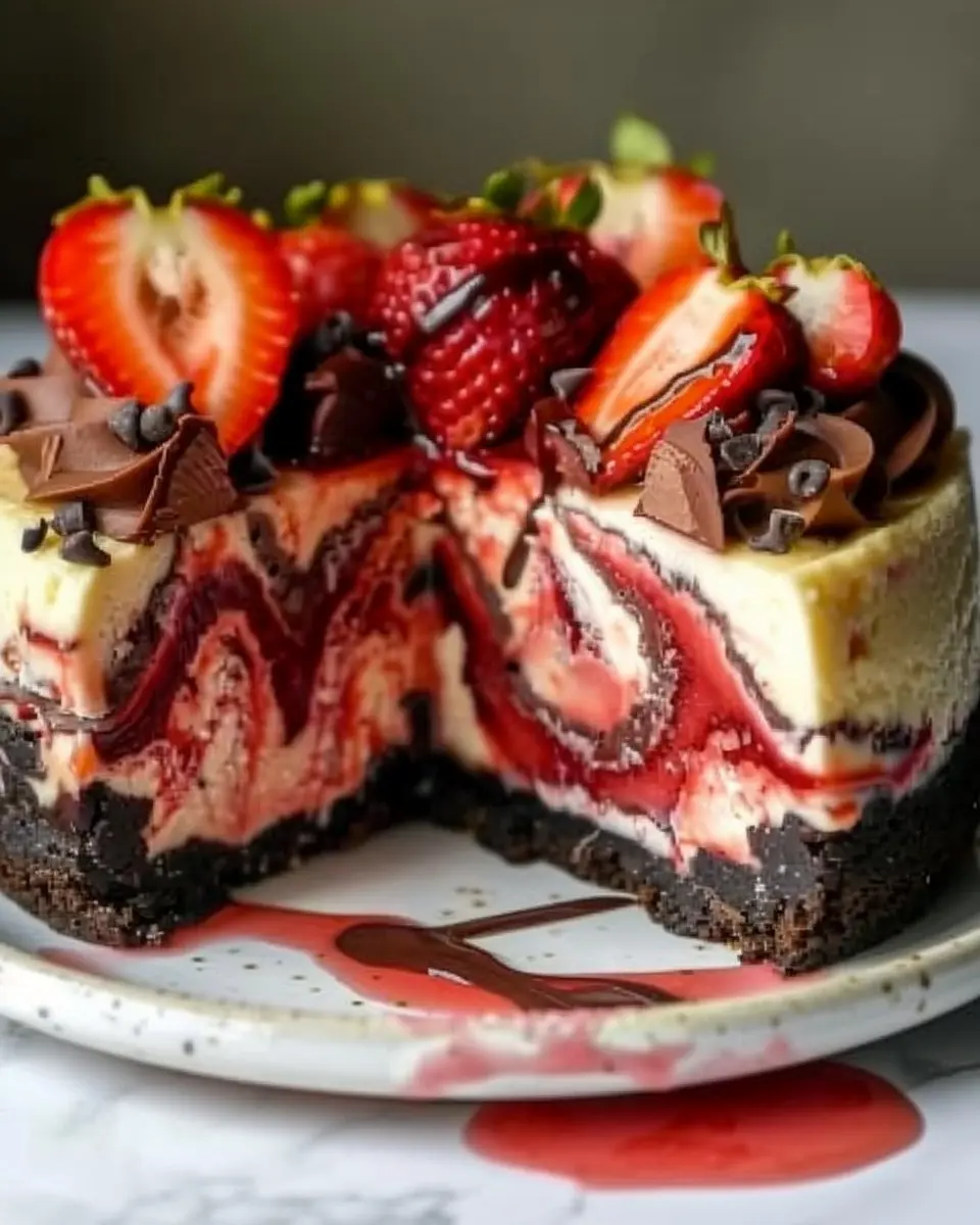 Chocolate Strawberry Swirl Cheesecake Recipe: Easy Indulgence at Home