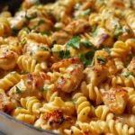 Cheesy Cajun Garlic Chicken Rotini Skillet