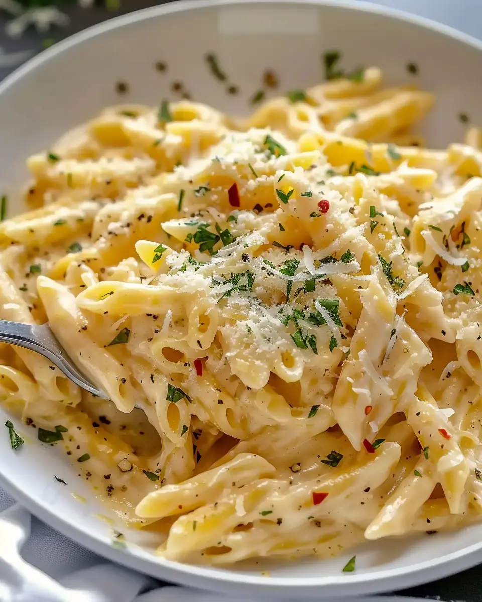 One Pot Creamy Garlic Pasta with Turkey Bacon: Easy and Indulgent