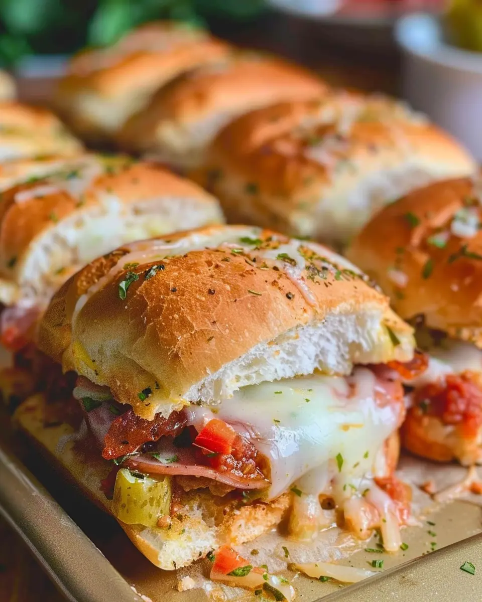 Hot Italian Sub Sliders with Turkey Bacon and Chicken Ham Delight