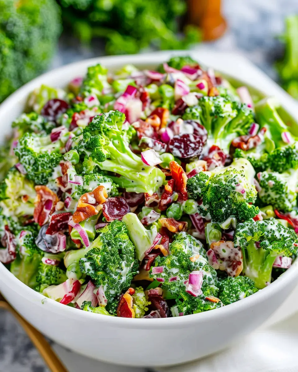 Best Broccoli Salad Recipe with Turkey Bacon and Chicken Ham