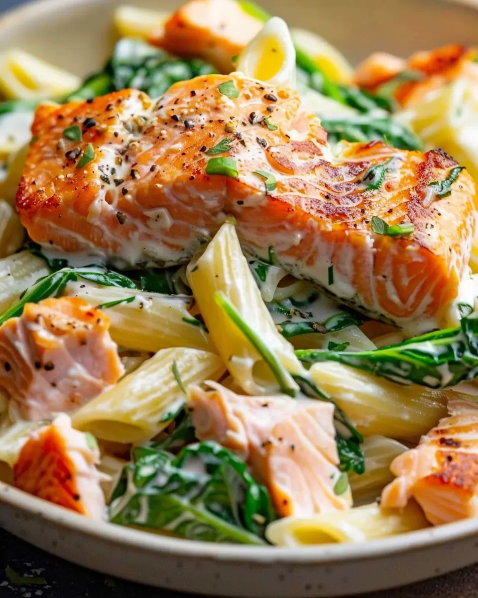 Salmon Spinach Pasta Dish: Easy, Healthy Dinner Delight