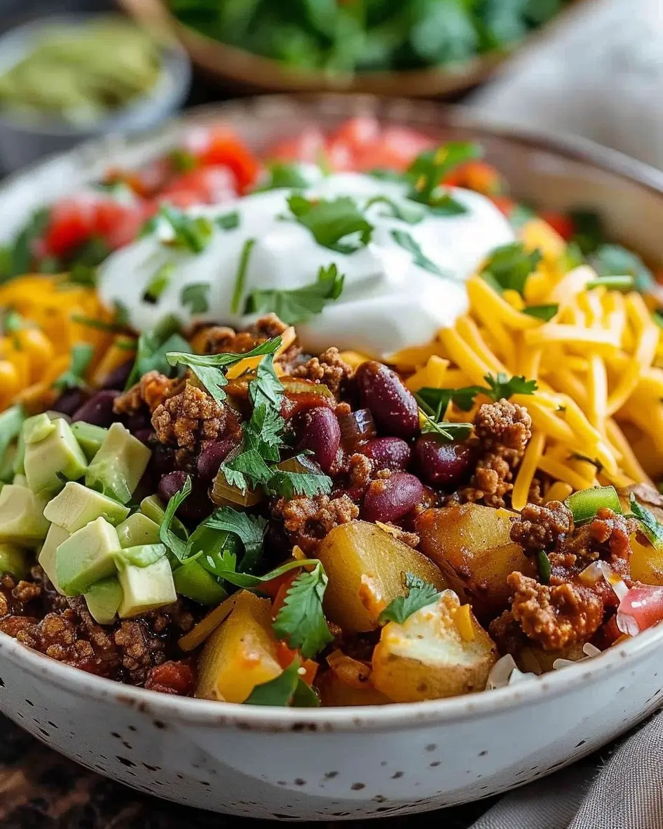Loaded Potato Taco Bowl: Indulgent Comfort with Turkey Bacon