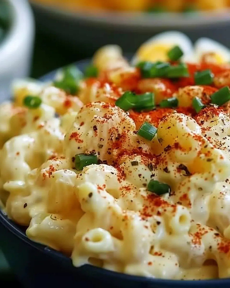 Deviled egg macaroni salad: the best twist with turkey bacon