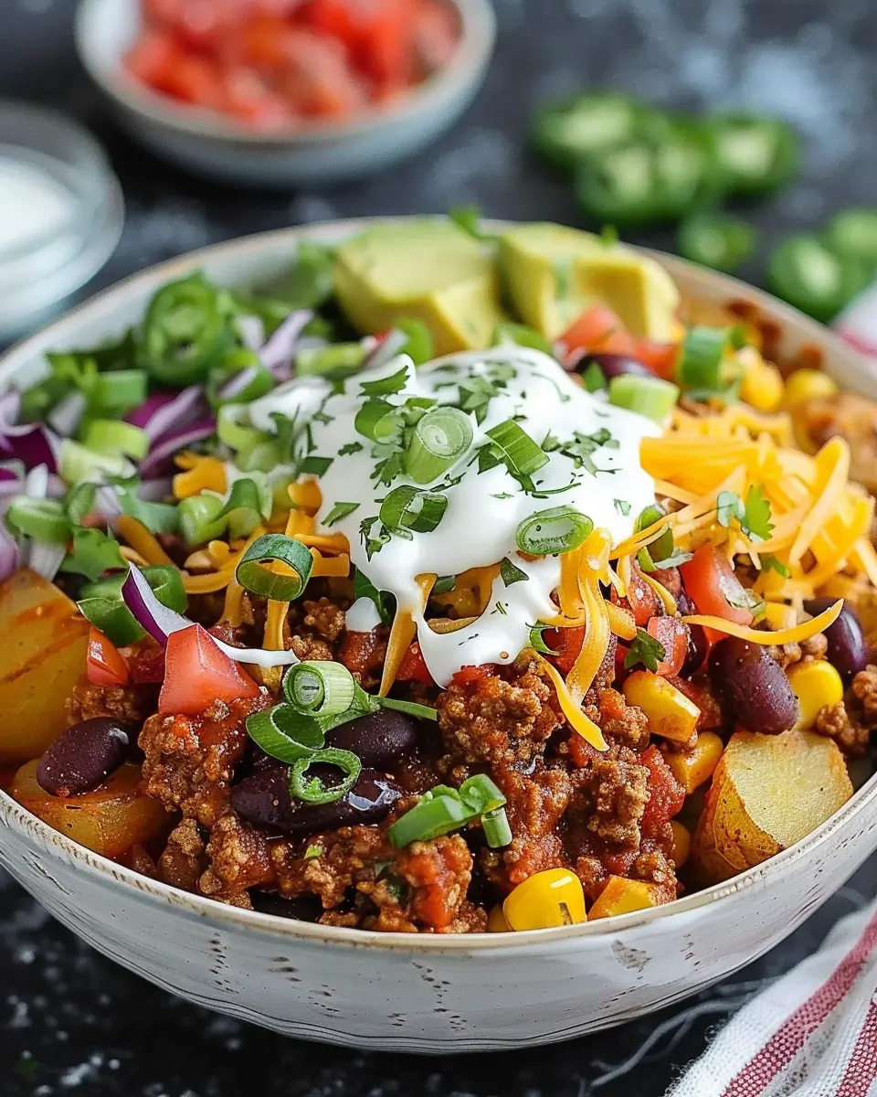 Loaded Potato Taco Bowl: Indulgent Comfort Food Redefined with Turkey Bacon