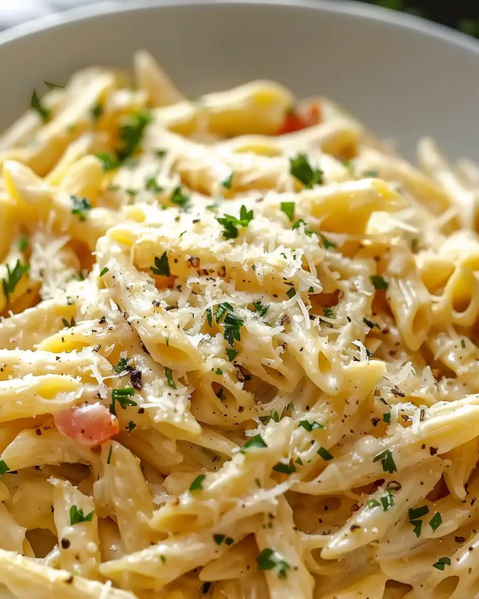 One Pot Creamy Garlic Pasta with Turkey Bacon for Easy Comfort